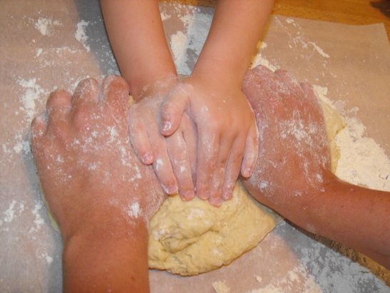 kneading dough cooking with kids biscuits flour dough bread